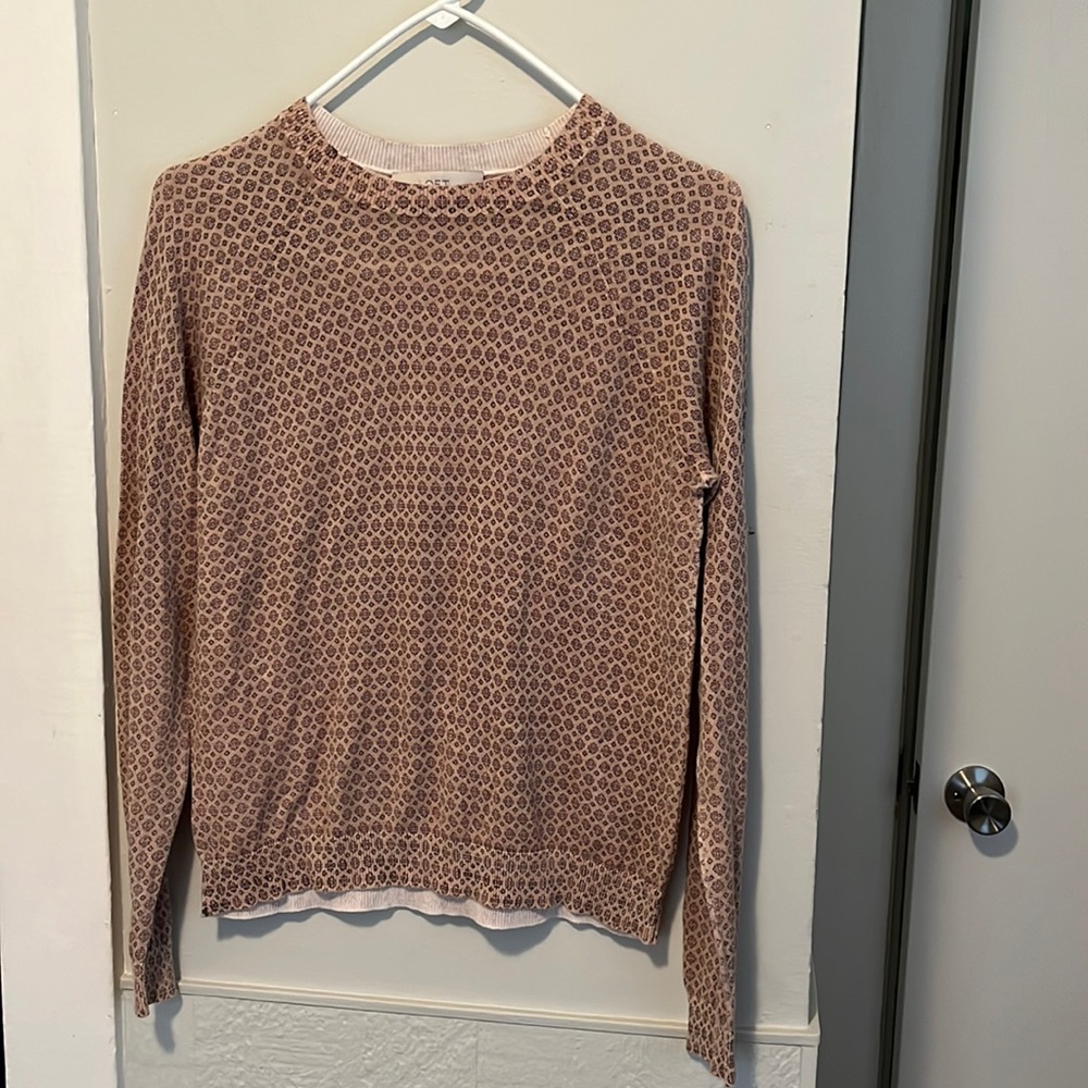 LOFT Cottage Core Sweater w/ Silk. Size Small. Flowers, Spring, and Neutral.